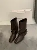 Primer Encuentro Temporada Retro Botines de Gamuza Color Caqui para Mujer Botas de Estilo Francés Otoño Diseño de Nicho Botines de Estilo Occidental