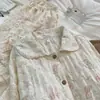 Pijama de Mujer Otoño Rosa Conejito Lindo con Ribete de Encaje con Almohadillas en el Pecho Manga Larga Pantalón Largo Ropa de Mujer Otros Conjuntos de Uniforme