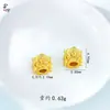 Cuentas Cuadradas Flor de Durazno Vajra Accesorios para Joyería DIY Latón Dorado Arena Antigua Agujero Pasante Patrón de Dragón Carácter de Fortuna Estilo Étnico