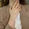 Pulsera con Cadena de Anillo Femenina Estilo Coreano Personalidad Diseño de Nicho Joyería de Celebridad de Internet Acero de Titanio Nuevo Estilo 2022 Joyería de Temperamento