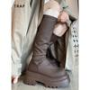 2024 novas botas femininas gordinhas de outono e inverno, mas botas pretas na altura do joelho, botas de perna grossa, botas de pelo
