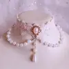 Menina Doce Menina Renda Princesa Lolita Colar de Pérolas Corrente de Pescoço Gargantilha de Pérola Corrente da Clavícula