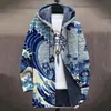 Jaqueta Masculina de Algodão com Capuz, Estilo Gato Europeu e Americano, Impressão Digital, Outono e Inverno, Quente, para Casal, Lançamento 2025
