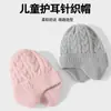 Gorro de punto para niños de otoño e invierno transfronterizo, nuevo diseño simple de punto trenzado liso, unisex, cálido y protector para las orejas, gorro de lana