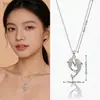 Collar Cruzado Japón Corea Simple Delfín Amor Microincrustado Lujo Ligero Nicho Colgante Piscis Versátil No se Desvanece Cadena para Clavícula