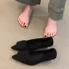 Zapatos peludos estilo francés para mujer, para usar en exteriores en invierno, punta fina, forro de felpa, tacón de aguja, boca poco profunda a la moda, zapatos de tacón alto para usar en exteriores, zapatos de vestir