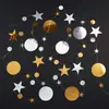 Fio de papel com glitter espelhado de 4m, flor de papel em forma de estrela redonda, decoração de festa, festa de aniversário, casamento, flor de papel para costura