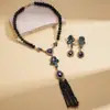 Cadena de Suéter Retorcida con Forma de Serpiente, Gota de Agua, Abalorios de Cristal y Pedrería, Estilo Europeo y Americano, Collar Vintage de Corte, Único y de Alta Gama para Mujer