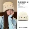 Chapéu de tricô fofo com orelhas de gato e design de gato bordado, chapéu de fio macio e espesso para mulheres, perfeito para outono e inverno, faz o rosto parecer menor e fornece calor em clima frio.