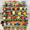Planta en Maceta Pequeña Terminada con Flores Artificiales Tejidas a Crochet, Adorno de Regalo Creativo Decorativo, Linda Decoración Pequeña