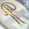 Retenção de Cor Elevada Novo Estilo Chinês Saco de Veludo Cravejado com Pedras Olho de Tigre Colar Corrente para Suéter Fulu Estilo Chinês CNC Feminino