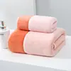 Toalla de baño grande de coral para el hogar, gorro para secar el cabello, absorbente, de secado rápido, sin pelusa, gruesa y suave.
