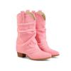 Pantalones de Mujer Botas Ante Tacón Grueso Tacón Alto Color Caramelo Slip-On Botas de Vaquero Occidental de Caballero Botas de Media Caña para Mujer Botas Cortas