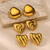 Pendientes de amor estilo INS transfronterizos de acero inoxidable con textura de oro de 18 quilates, no se decoloran, pendientes de moda simples, pendientes de joyería para mujer