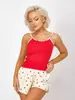 Pijama europeo y americano transfronterizo para mujer con estampado de corazones, camisola y shorts, conjunto casual para casa, simple y casual