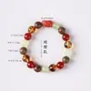 Pulsera de Múltiples Piedras Sandalo Cristal Amarillo Ágata Roja Piedra de Uva, Nuevo Estilo Chino, Elegante y Versátil, Joyería de Sándalo Inspirada en Zen