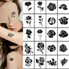 Adesivos de Tatuagem de Flor de Suco de Ervas, Tatuagens Falsas de Flor de Braço e Peito à Prova d'Água de Longa Duração, Anti-risco, Realistas, Personalizadas, Não Refletivas
