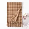 Bufanda de Imitación Cachemir a Cuadros Coreana para Estudiantes de Otoño e Invierno Bufanda Dulce Japonesa y Coreana Chal Grueso Cálido con Borlas para Parejas