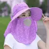 Sombrero de Sol de Verano con Cubierta Facial para Recolección de Té, Sombrero para Montar para Mujer con Protección Solar y UV, Mascarilla Refrescante