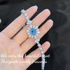 Nuevo Famoso de Internet Flor Vintage Topacio Azul Cielo Estrella Brillante Río Pulsera de Aguamarina de Lujo de Gama Alta