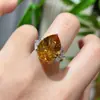 Anillo Abierto de Oro con Circonita en Forma de Lágrima de 15 Quilates, Elegante y Lujoso, para Mujer, Anillo de Lujo Ligero de Gama Alta