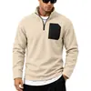 2026 Europa Transfronteriza Otoño Invierno Cuello Alto Media Cremallera Peso Pesado Más Terciopelo Cálido Casual Sudadera con Capucha de Manga Larga para Hombre