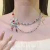 [Íris da Ilha Nebulosa] Colar de Flor de Íris Azul, Novo Estilo Primavera e Verão, Corrente de Clavícula Doce e Suave com Contas Artesanais de Nicho