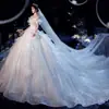 Elegante Vestido de Novia, Estilo Bosque, Nuevo Modelo 2026, Novia Petite, Cola Larga, Súper de Ensueño, Cielo Estrellado, Hombros Descubiertos, Soñador, Hasta el Suelo