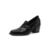 Mocasines de cuero estilo británico con tacón grueso para mujer, 6.5 cm, colección otoño 2026, zapatos sin cordones de punta cuadrada