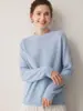 Suéter pulôver de gola redonda de cashmere 100% outono e inverno, luxo leve, versátil, modelador, casual, malha grossa de cinco agulhas dupla.