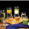 Vaso de vidrio al por mayor, vaso de jugo para el hogar, vaso recto con anillo con taza transparente para catering, vaso de leche espesa para beber