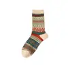 Calcetines de Otoño/Invierno para Mujer de Doble Aguja Doble Canalé a Media Pantorrilla Estilo Étnico Retro Fair Isle Casual Versátil Cálidos Calcetines Afelpados Calcetines Largos