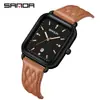 Sanda Casual Retro Relógio de Pulso com Pulseira de Tecido Xadrez Feminino Nicho Calendário Pulseira de Silicone Relógio Feminino 1134