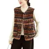 Fotos reales de la colección otoño/invierno 2026: nuevo chaleco de borrego estilo retro para mujer, con franjas contrastantes y que proporciona calor