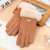 Luvas Quentes de Camurça Outono e Inverno para Mulheres, Esportes ao Ar Livre, Ciclismo e Dirigir, Luvas Elegantes de Veludo de Toque Médio-Espesso