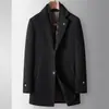 Abrigo de Lana para Hombre de Chenilla, Estilo de Longitud Media para Otoño e Invierno con Cuello Bufanda Desmontable, Forro de Plumas, Estilo Joven de Negocios, Chaqueta Cálida