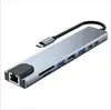 Expansor Tipo-C a HDMI Tarjeta de Red Convertidor Hub USB Multifuncional Tipo-C Estación de Acoplamiento