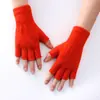 Luvas estudantis masculinas outono e inverno à prova de frio quentes de lã tricotada sem dedos meio-dedo para ciclismo direção luvas de meio-dedo espessadas