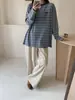 Camiseta retro de manga larga a rayas multicolor estilo coreano para mujer, nueva de otoño 2026, top base casual holgado artístico