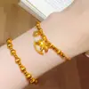Pepita de Oro Hielo Triturado Caballo de Madera Pequeño Moneda Pulsera Popular Pulsera de Lujo Ligero de Gama Alta para Mujer Joyería con Cuentas de Ojo de Gato Cepillado