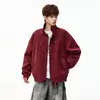 Chaqueta de cuero PU tie-dye mate estilo retro americano, nuevo estilo 2026 para hombre, chaqueta de motociclista de corte holgado moderna con cuello alto