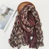 Estilo Celebridad de Internet Mismo Estilo Versátil Plisado Degradado Primavera y Otoño Algodón y Lino Bufanda Bufanda Artística para Mujer Otoño e Invierno Chal Estilo Coreano Bufanda