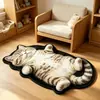 Alfombra de Piso con Patrón de Gato Visual 3D Transfronteriza de Imitación Cachemir para Decoración de Balcón en Casa, Alfombra de Piso Gruesa de Felpa Amigable con la Piel para Sala de Estar