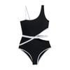 Traje de Baño Triangular Nuevo 2023 de un Hombro para Mujer Cubre Vientre Adelgazante Aguas Termales Vacaciones en la Playa Traje de Baño [una generación de cabello