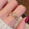 Novo anel aberto de zircônia com diamante completo retrô antigo médio feminino para uso diário estilo suave design de nicho combinado