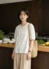 9868 Camisa de Manga Corta con Bordado Pesado Estilo Francés, Botón de Colores, Blusa Nueva Dulce de Verano para Mujer