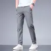 Pantalones Casuales de Seda Helada Ligeros, Transpirables, Microelásticos, de Cintura Alta, Adelgazantes, Combinan con Todo, Nuevos, Semi-elásticos para Hombres