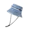 Chapéu de Pescador em Jeans Desgastado Estilo 2026 para Mulheres, Chapéu de Sol com Zíper Personalizado e Franjas, Chapéu Bucket Vintage para Homens, Protetor Solar