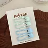 Set de 4 piezas en azul bebé~ dulces y versátiles pinzas para el pelo de aleación con diseño de goteo de aceite, adecuadas para niños, con formas de estrella y gota de agua, adecuadas para flecos y cabello lateral