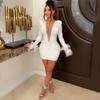 Vestido de malla con plumas y perforación en caliente para mujer, estilo europeo y americano, YK2615